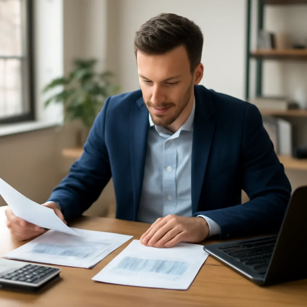 Business owner preparing for a conversation about business loan refinancing
