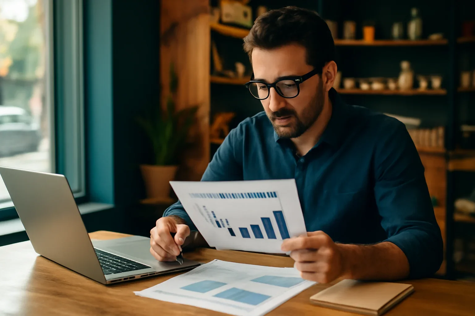 Business owner reviewing financing options in California