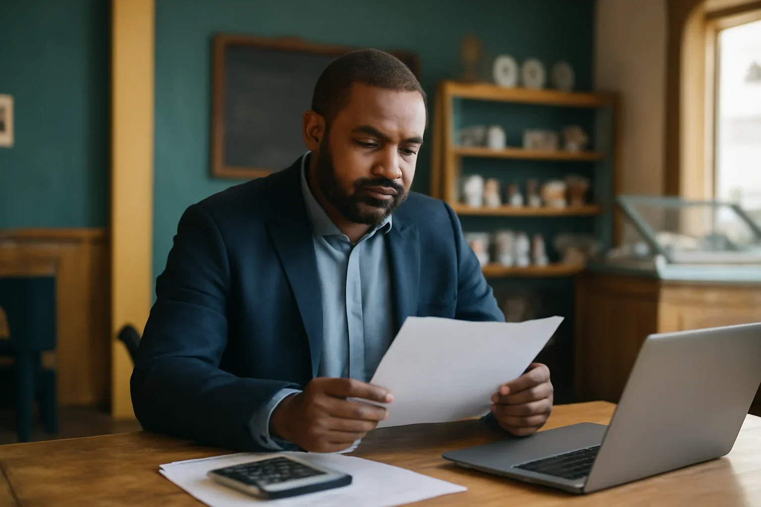 Business owner reviewing financing options in Delaware