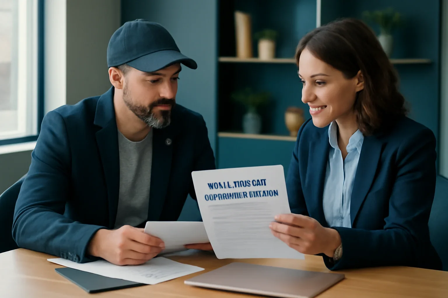 Business owner reviewing veteran business loans options