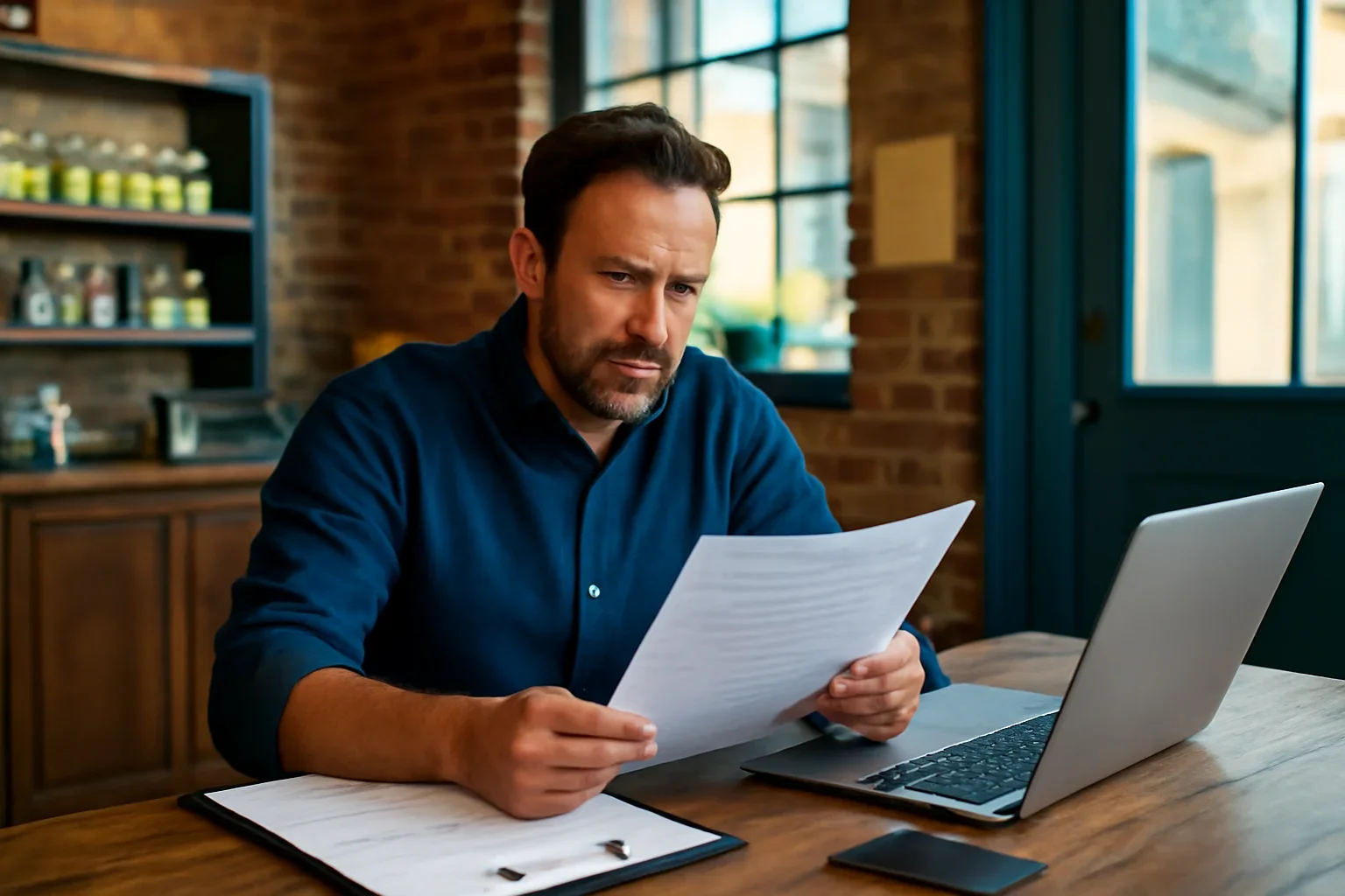 Business owner reviewing financing options in Maryland