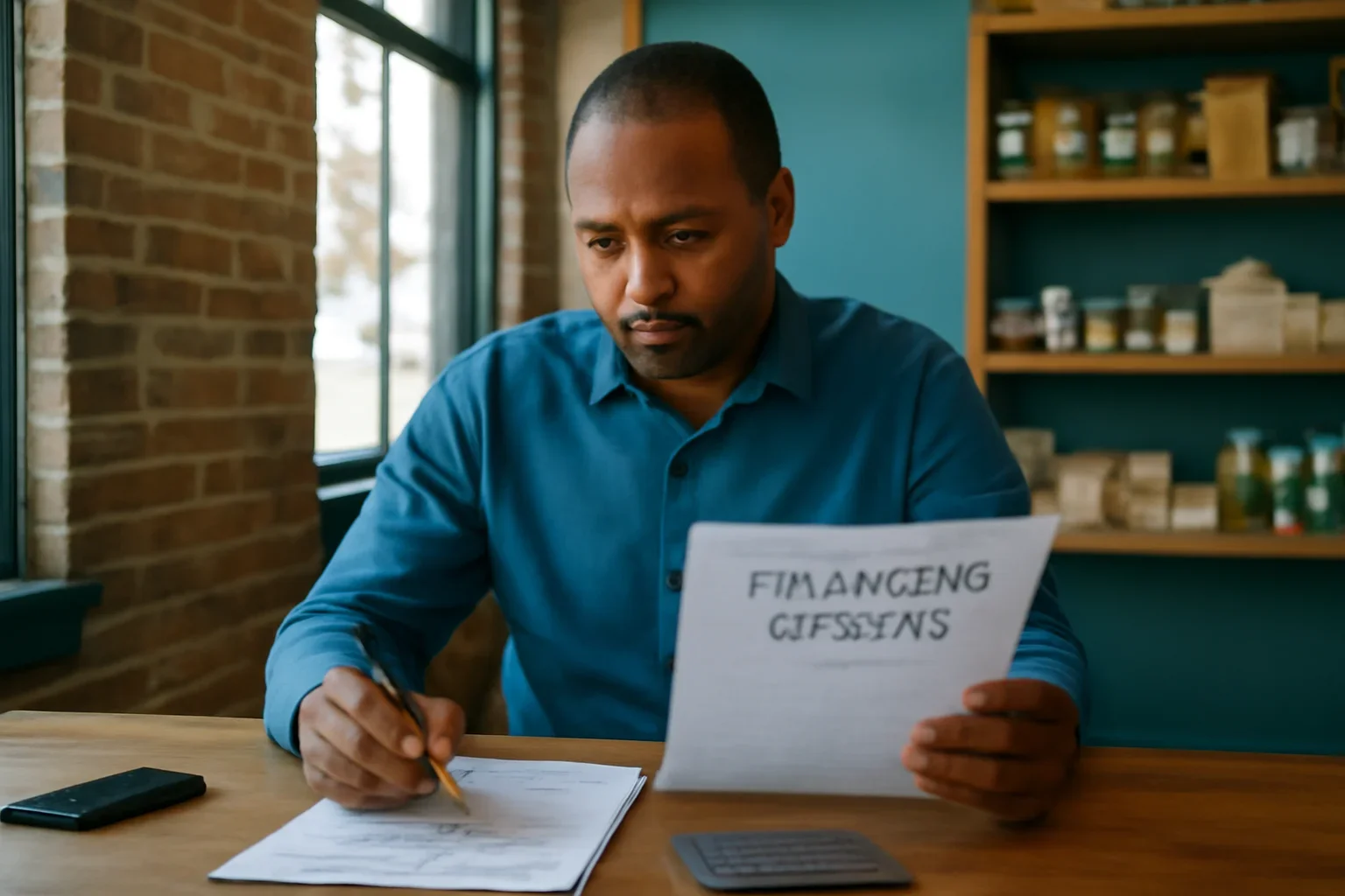 Business owner reviewing financing options in South Carolina