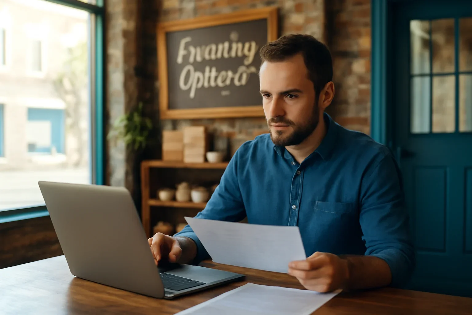 Business owner reviewing financing options in Texas