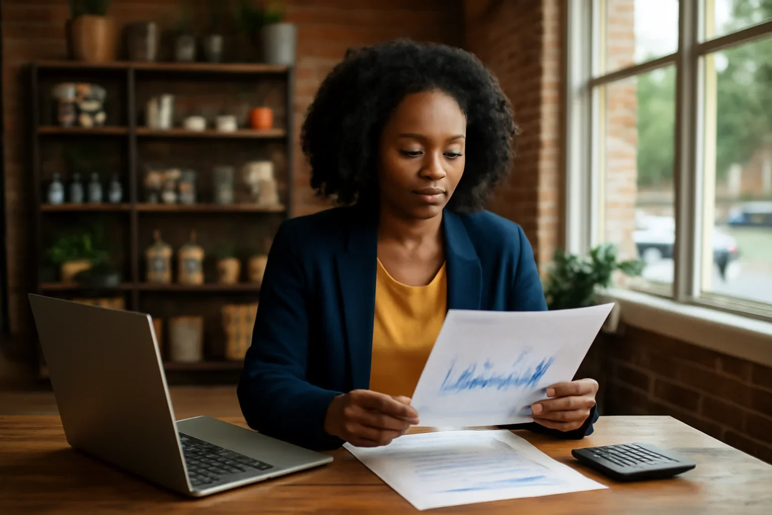 Business owner reviewing financing options in Virginia