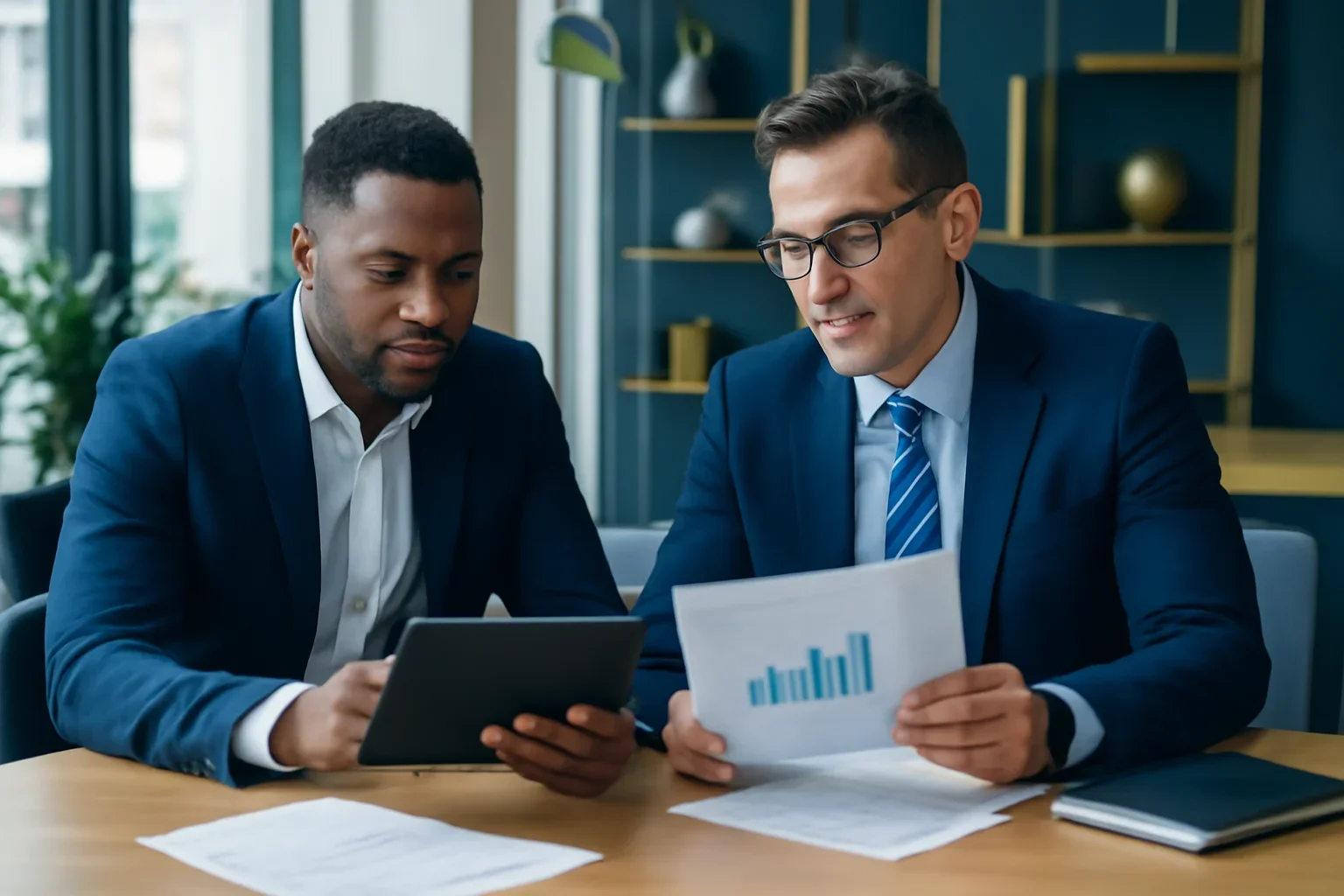Business owner reviewing commercial real estate refinance options