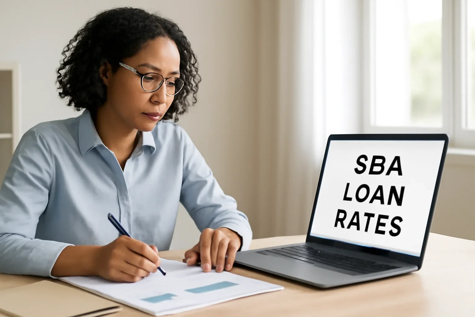 Business owner learning about sba loan rates