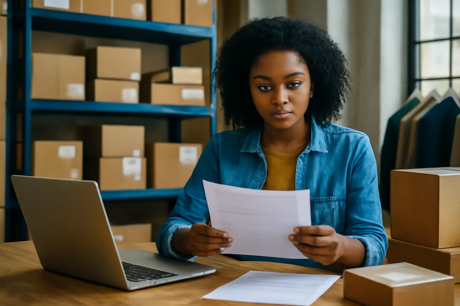 Ecommerce business owner reviewing financing options