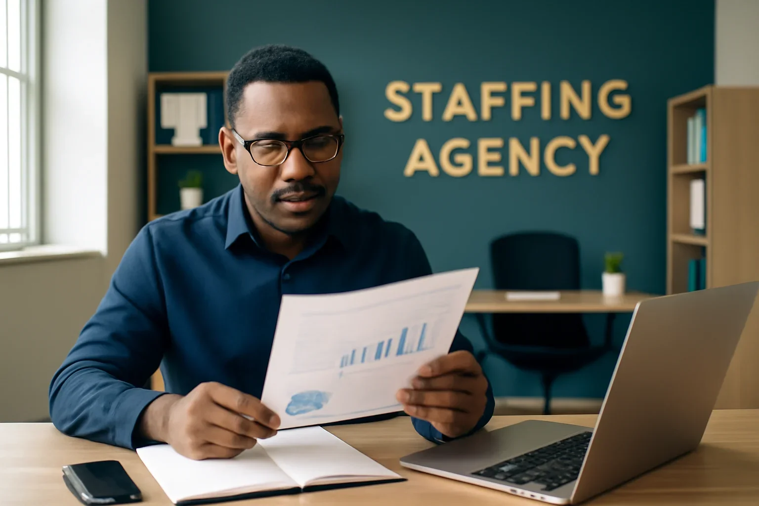Staffing Agency business owner reviewing financing options