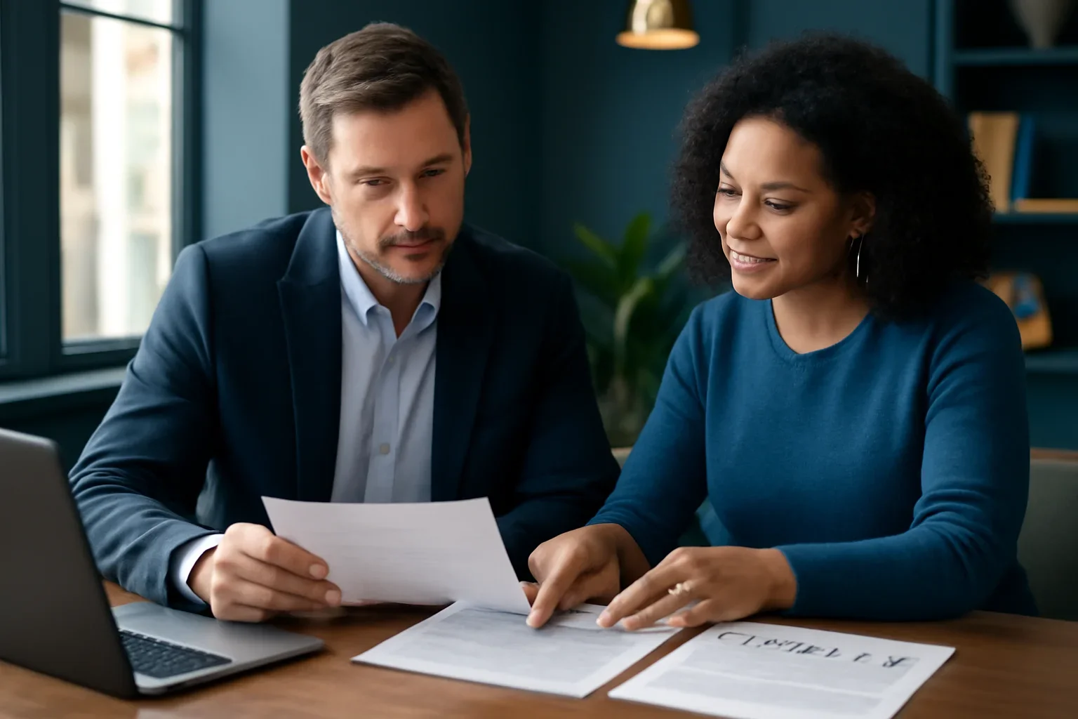 Business owner reviewing merchant cash advance options