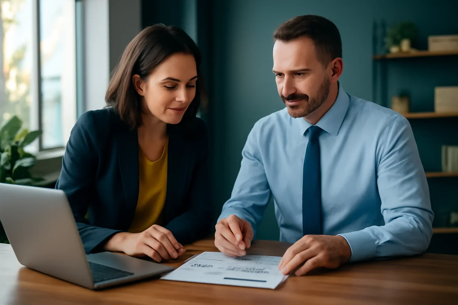 Business owner reviewing purchase order financing options